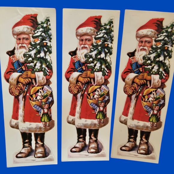 3 Merrimack Vintage 10" Old World Santa Claus St Nick Stickers Hong Kong Print - Picture 2 of 5